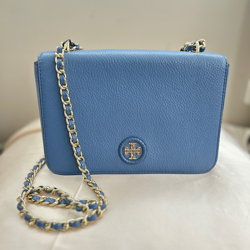 Tory Burch Blue Crossbody Bag with Chain Strap